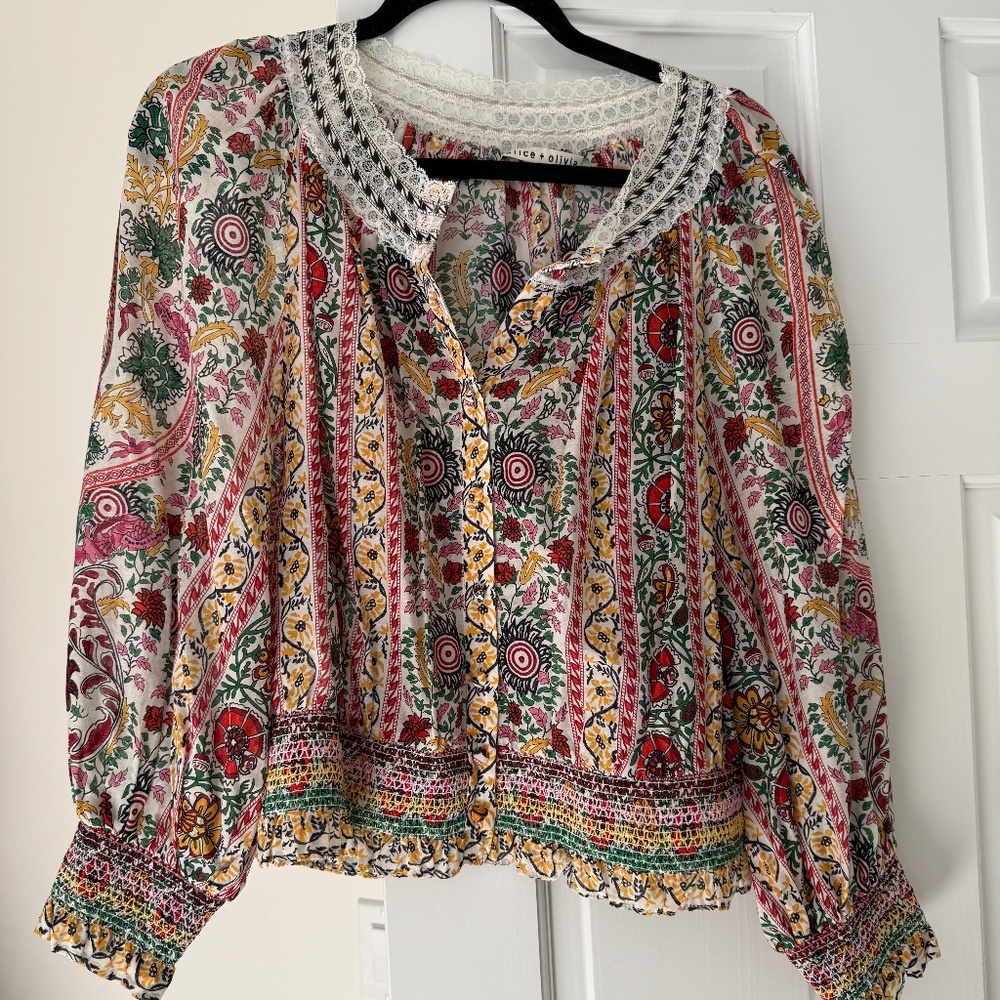 Alice + Olivia Floral Smocked Top